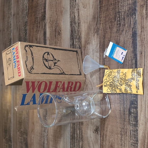 Vintage Wolfard Blown Glass Oil Lamp 9” tall from Plymouth Harlee Inc. - Picture 2 of 13